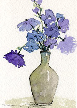 Floral III  Mary J Murray Mazomanie WI watercolor